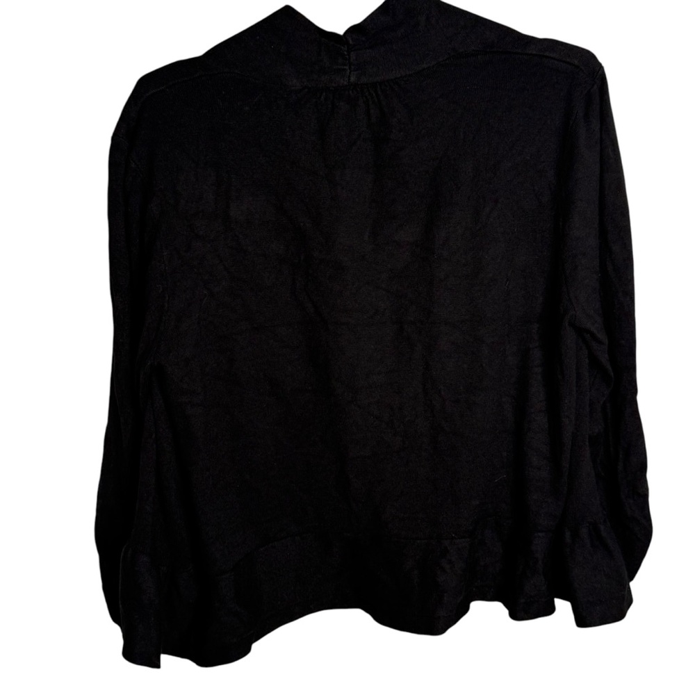 Torrid Black Long Sleeve Open Front Cardigan Sweater Shrug Ruffle Trim - Picture 2 of 4